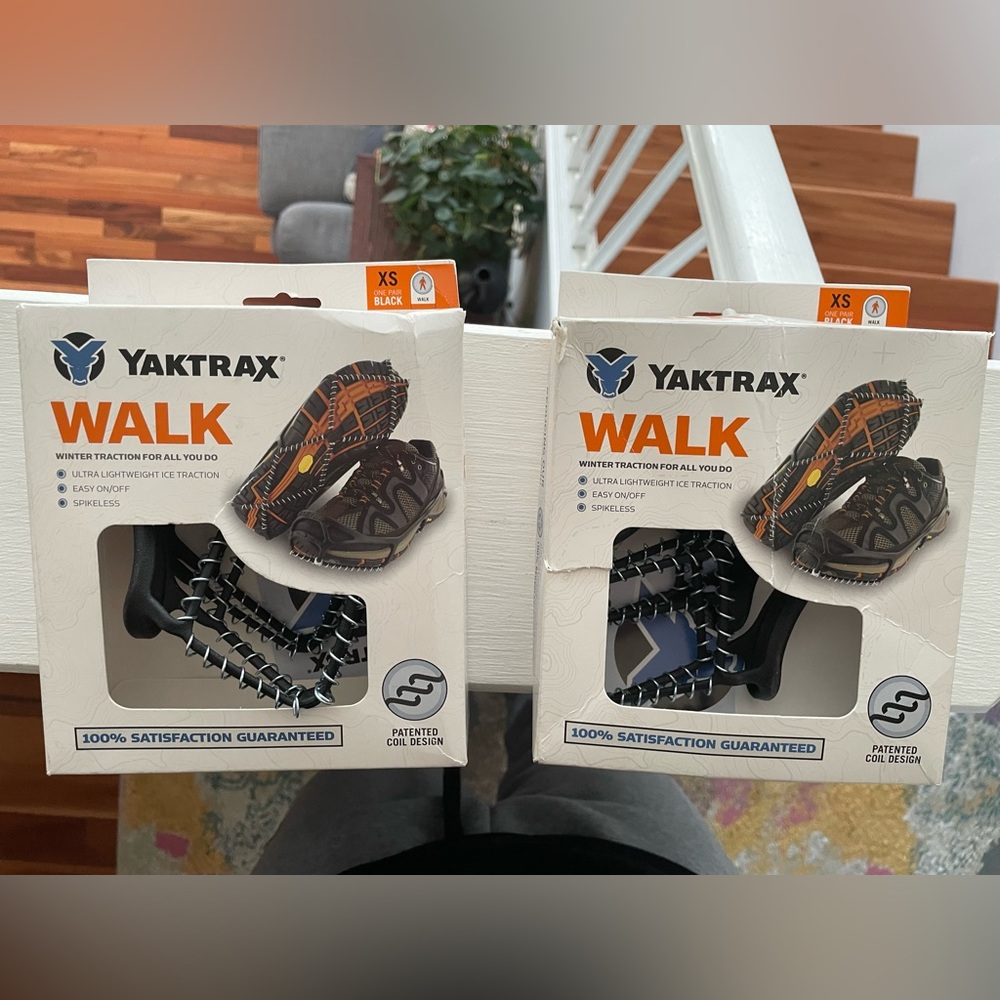 2 sets of XS Yaktrax walking winter tractions for your shoes